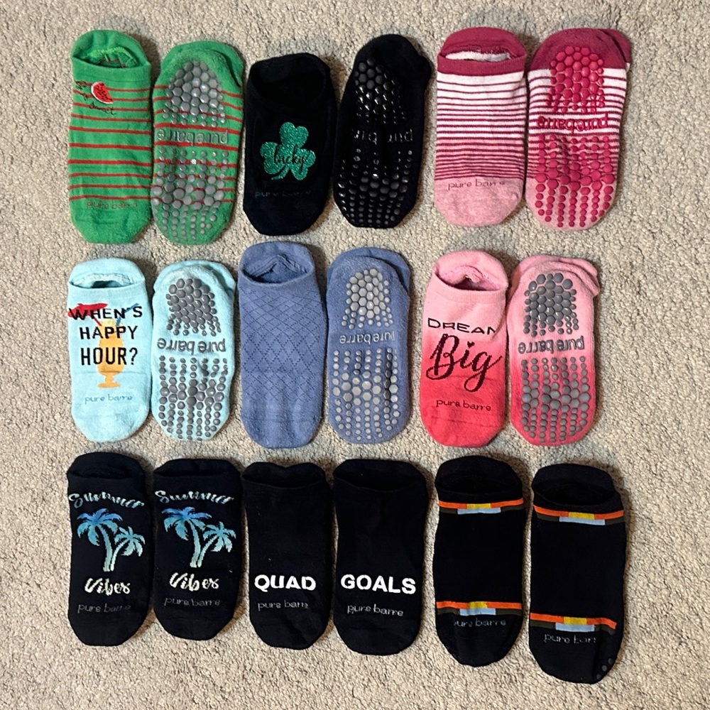 Pure Barre Grip Socks Bundle 9+ Official Pure Barre License Limited Edition
